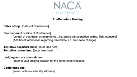 Pre-Departure Meeting Template cover
